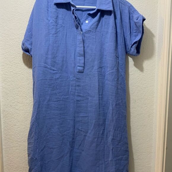 Pure Amici 100% cotton Blue Shift Dress Size Small D2 - Picture 2 of 6